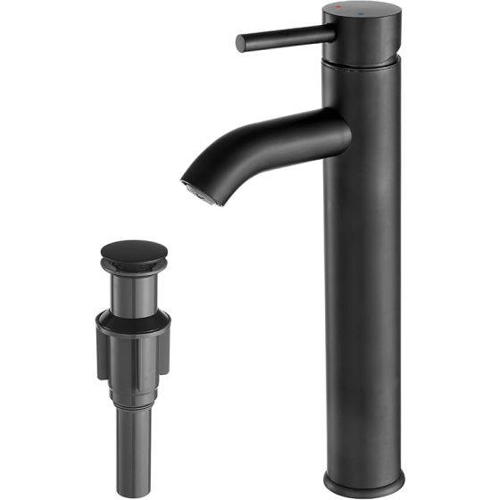 Brushed Nickel Bathroom Faucet Single le Bathroom Vanity Sink Faucet with Pop-up Drain, Rv Lavatory Vessel Faucet Basin Mixer Tap with Deck Plate